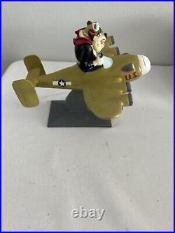 Rare 1995 Looney Tunes Tasmanian Devil WWII Fighter Jet Airplane Sculpture Plane