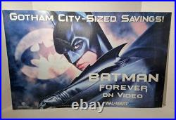 Rare 1995 Warner Bros Batman Forever Val Kilmer Walmart Promotinal Poster 29x18