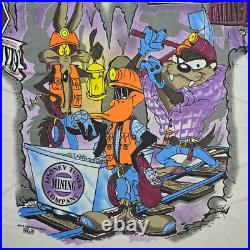 Rare 1995 Warner Bros. Loony Toons Taz Mine Vintage T Shirt AOP Full Print SizeXL Rare 1995 Warner Bros. Loony Toons Taz Mine Vintage T Shirt AOP Full Print SizeXL