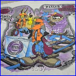Rare 1995 Warner Bros. Loony Toons Taz Mine Vintage T Shirt AOP Full Print SizeXL Rare 1995 Warner Bros. Loony Toons Taz Mine Vintage T Shirt AOP Full Print SizeXL