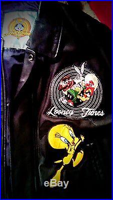 Rare 1996 Vintage Looney Tunes 100% Leather Jacket Warner Bros. Collectible