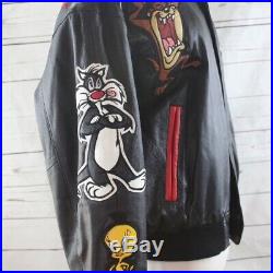 Rare 1996 Vintage Looney Tunes Leather Jacket Warner Bros. Collectible Large