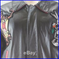 Rare 1996 Vintage Looney Tunes Leather Jacket Warner Bros. Collectible Large