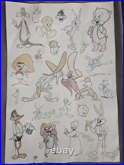 Rare 1997 Warner Bros Lithograph Bugs & Friends (24x36) Signed Virgil Ross Rare 1997 Warner Bros Lithograph Bugs & Friends (24x36) Signed Virgil Ross