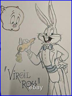 Rare 1997 Warner Bros Lithograph Bugs & Friends (24x36) Signed Virgil Ross Rare 1997 Warner Bros Lithograph Bugs & Friends (24x36) Signed Virgil Ross