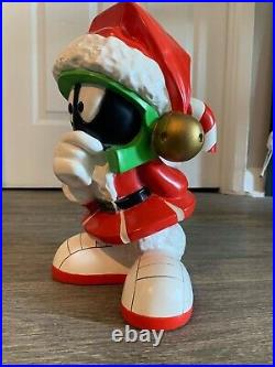 Rare 1998 Looney Tunes Marvin The Martian Christmas Santa Statue -Good Condition