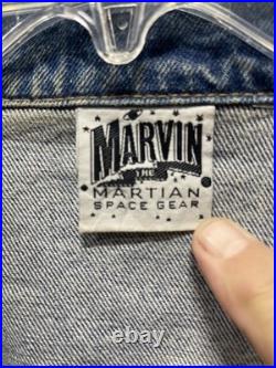 Rare 90s Marvin the Martian Embroidered Denim Jacket Warner Bros Looney Tunes XL