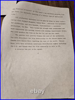 Rare! Fox/Warner Bros.'Towering Inferno' Joint Venture Press Release Original