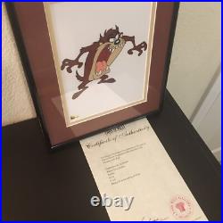 Rare Framed Mini Taz Warner Bros Studio 2004 Sericel 9500 Series COA Included