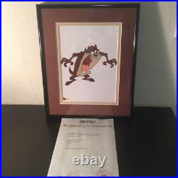 Rare Framed Mini Taz Warner Bros Studio 2004 Sericel 9500 Series COA Included