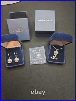 Rare Nib 2008 Danbury Mint Warner Bros Tweety Bird Necklace Pendant Earrings Set