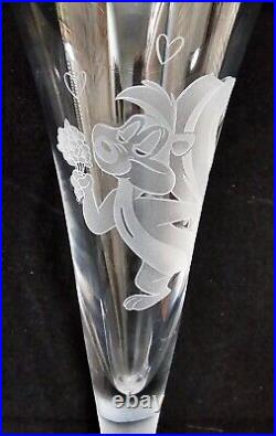 Rare Pepé Le Pew & PenelopeMilleniumToast Wed Champagne Flutes 1999 SN 173/750