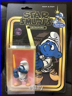 Rare Prototype Star Wars Smurf, Luke Smurfwalker Smurf In Original Box