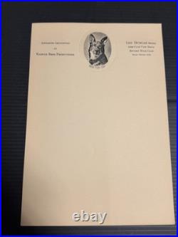 Rare Rin Tin Tin Embossed Letterhead X 4 Lee Duncan Warner Bros Disney Coa