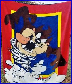 Rare TAZ Tasmanian Devil 46x53 Fleece Throw Blanket Warner Bros 1999 Vintage