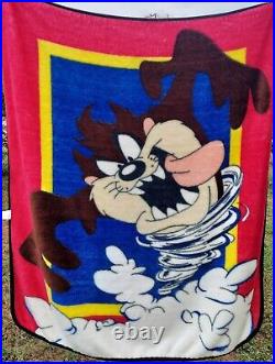 Rare TAZ Tasmanian Devil 46x53 Fleece Throw Blanket Warner Bros 1999 Vintage