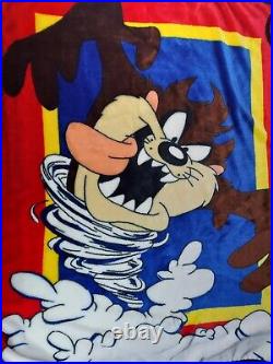 Rare TAZ Tasmanian Devil 46x53 Fleece Throw Blanket Warner Bros 1999 Vintage