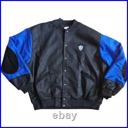 Rare VTG Space Jam Jacket Mens Large Black Blue Wool Warner Bros WB Movie 90s