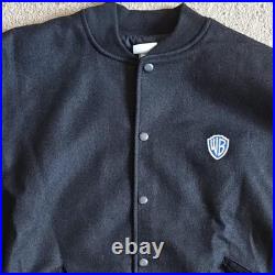 Rare VTG Space Jam Jacket Mens Large Black Blue Wool Warner Bros WB Movie 90s