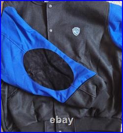 Rare VTG Space Jam Jacket Mens Large Black Blue Wool Warner Bros WB Movie 90s