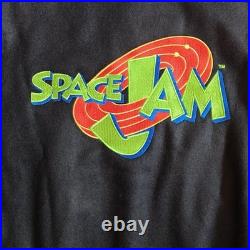 Rare VTG Space Jam Jacket Mens Large Black Blue Wool Warner Bros WB Movie 90s