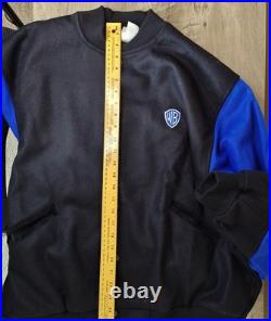 Rare VTG Space Jam Jacket Mens Large Black Blue Wool Warner Bros WB Movie 90s