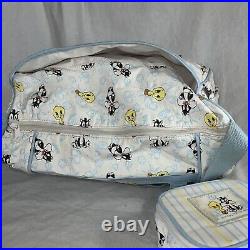 Rare Vintage 2 pc 1997 Baby Looney Tunes Diaper Bag Purse Tweety Sylvester