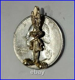 Rare Vintage 90's 14K Gold Bugs Bunny Cartoon Warner Bros Charm Pendant Licensed