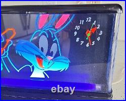 Rare Vintage Bugs Bunny Quartz Clock and Neon Style Light 1990 Works