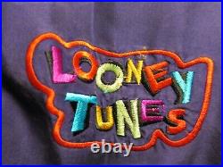 Rare Vintage Embroidered Purple LOONEY TUNES Silk Jacket Warner Bros. With Tag