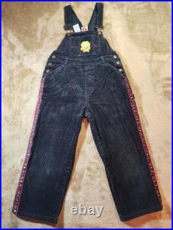 Rare Vintage Looney Tunes 1998 Y2K Warner Bros Kid's Size 7 Corduroy Overalls