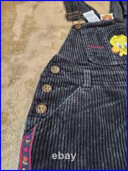 Rare Vintage Looney Tunes 1998 Y2K Warner Bros Kid's Size 7 Corduroy Overalls