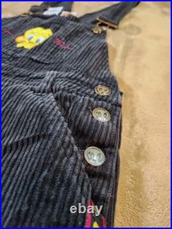 Rare Vintage Looney Tunes 1998 Y2K Warner Bros Kid's Size 7 Corduroy Overalls