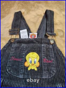 Rare Vintage Looney Tunes 1998 Y2K Warner Bros Kid's Size 7 Corduroy Overalls