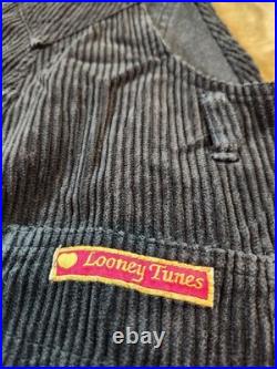 Rare Vintage Looney Tunes 1998 Y2K Warner Bros Kid's Size 7 Corduroy Overalls