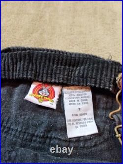 Rare Vintage Looney Tunes 1998 Y2K Warner Bros Kid's Size 7 Corduroy Overalls