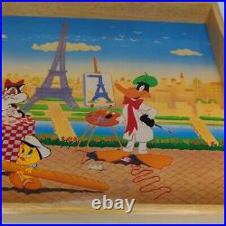 Rare Vintage Warner Bro Looney Tunes Pepe Le Pew Paris Serving Tray + Towel 1994