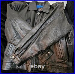 Rare Vintage Warner Bros Superman Leather Jacket Men's XL Black DC Comics