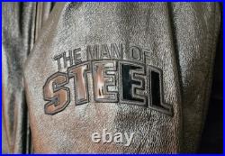 Rare Vintage Warner Bros Superman Leather Jacket Men's XL Black DC Comics