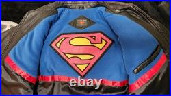 Rare Vintage Warner Bros Superman Leather Jacket Men's XL Black DC Comics