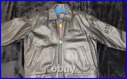 Rare Vintage Warner Bros Superman Leather Jacket Men's XL Black DC Comics
