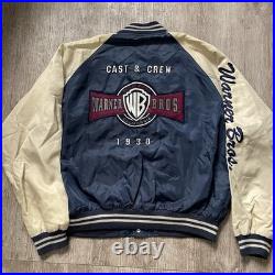 Rare Warner Bros Jacket XL Cast and Crew Blue Hollywood Looney Tunes Vintage
