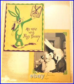 Rare Warner Bros My Visit with Bugs Bunny & Photo 1950 Vintage Ephemera Rare Warner Bros My Visit with Bugs Bunny & Photo 1950 Vintage Ephemera