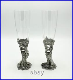 Rare Warner Bros Tweety & Sylvester Toasting Flutes 1996 LE 30/1000 Pewter