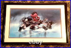 Rare Warner Brothers Gossamer & Looney Tunes Hockey Framed Lithograph Rare Warner Brothers Gossamer & Looney Tunes Hockey Framed Lithograph