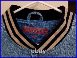 Rare Warner Brothers MULTIVERSUS Denim Jean Letterman Jacket Unisex Medium