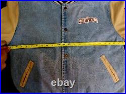 Rare Warner Brothers MULTIVERSUS Denim Jean Letterman Jacket Unisex Medium