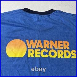 Rare Warner Records Warner Brothers Records Shirt Ringer Adult Medium Blue New