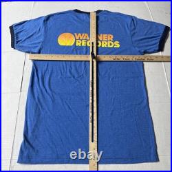 Rare Warner Records Warner Brothers Records Shirt Ringer Adult Medium Blue New