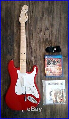 Rock Band 4 PS4 Game Bundle Rare Red Fender Guitar Wireless PlayStation 4